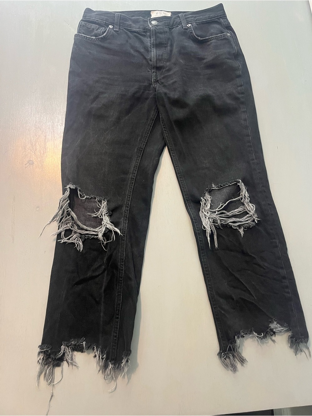 Free People "We The Free" Distressed Black Jeans Size 27